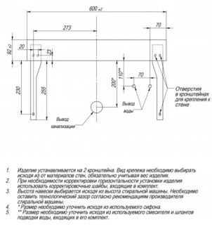 Раковина над стиральной машиной СанТа Луна 900103 60см белый