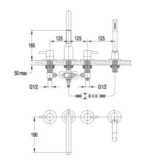 Смеситель на борт ванны Omnires Y матовое золото Y1232GLB