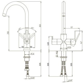 Смеситель для кухни Paini Cox 78CR6433VL2KM с подводом для фильтра хром