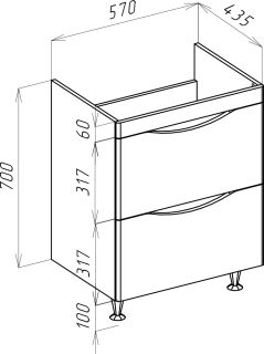 Тумба под раковину Bellezza Санриса 60см орех 00000010062