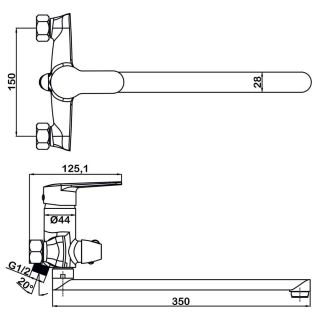 Смеситель для ванны Swedbe Olymp 1850 хром