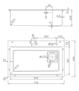 Кухонная мойка Raglo R702.7246.09 72см графит