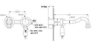 Смеситель для раковины Boheme встроенный Tradizionale Cromo с черной керамикой_Комплект хром