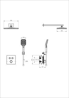 Душевой комплект Wonzon & Woghand WW-D2017-B-BG с термостатом брашированное золото