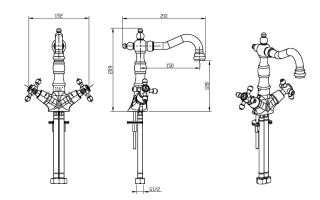 Смеситель для раковины Boheme высокий  BlackSW золото