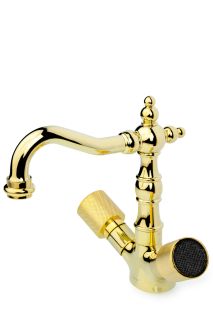 Смеситель для раковины Boheme высокий ROYAL CRYSTAL black, золото