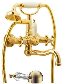 Смеситель для ванны Boheme (душевой комплект) TRADIZIONALE ORO с белым SW_Комплект золото