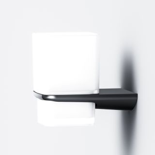 Стеклянный стакан с настенным держателем Am.Pm Inspire 2.0 чёрный матовый A50A34322