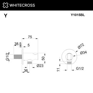 Угловой соединительный элемент с держателем лейки WHITECROSS Y1015NIB брашированный никель