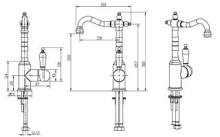 Смеситель для раковины Boheme высокий  MEDICI Ripresa с прозрачным SW_Комплект бронза