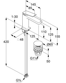 Смеситель для раковины Kludi Decus 54289N275 сталь оружейная брашированная