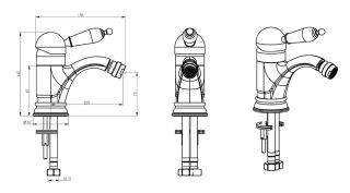 Смеситель для биде Boheme MEDICI Ripresa с черным кристалом SW_Комплект бронза