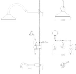 Душевая система Boheme, встроенный Medici 308-BSW с кристаллами SW  бронза