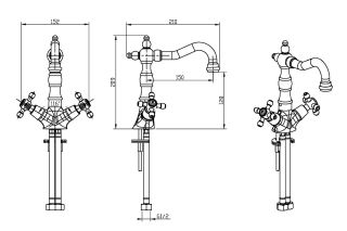 Смеситель для раковины Boheme высокий MEDICI Presente бронза