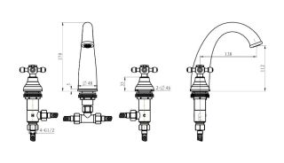 Смеситель для раковины Boheme на 3 отв. ROYAL бронза