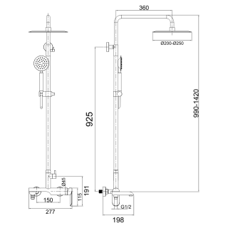 Душевая стойка Melana Paola MELANA-610605 сатин