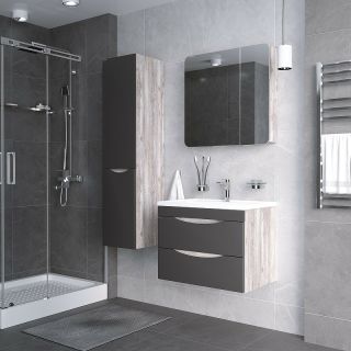 Тумба подвесная под раковину Grossman Талис 108013 80см бетон пайн/серый