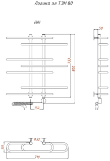 Электрический полотенцесушитель Тругор Логика 80x60см хром Логика/элТЭН8060