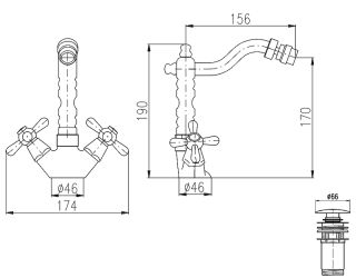 Смеситель для биде Rav Slezak Morava MK421.5/9SM бронза