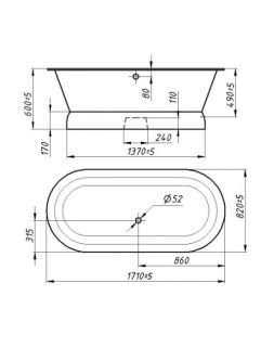 Ванна из искусственного камня Фэма Стиль Феррара 171x82 см