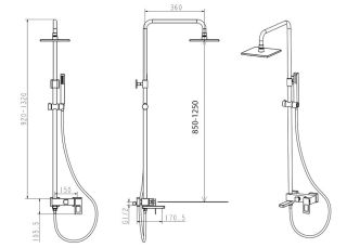 Душевая стойка Boheme Q 148-BCR.2 чёрный/хром