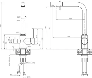 Смеситель для кухни GranFest URBAN 3611 черный