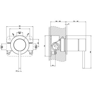 Встраиваемый смеситель для раковины Gessi Flessa 54019.726 брашированная бронза