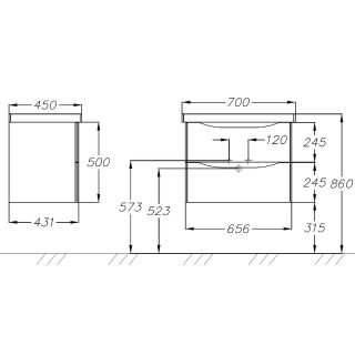 Тумба под раковину Opadiris Элеганс 70 00-00006756 Белая матовая