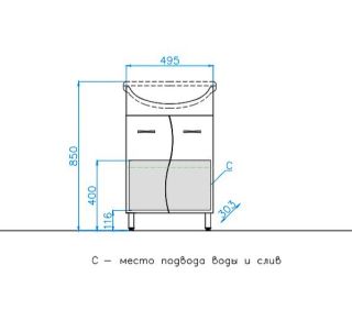 Тумба под раковину Style Line Эко Стандарт ЛС-000010055 55см белый