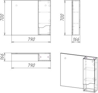 Зеркало-шкаф Stella Polar Абигель 80см серый/цемент SP-00001106