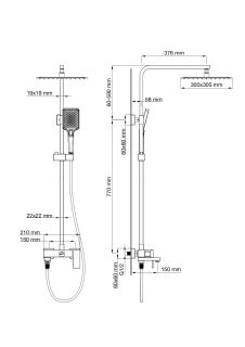 Душевая стойка Wonzon & Woghand Cube 2.0 WW-88047068-BG брашированное золото