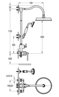 Душевая стойка Swedbe Terracotta Art 2511 со смесителем бронза