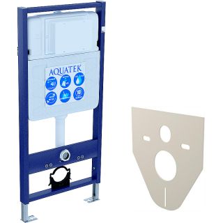 Комплект унитаза с инсталляцией Aquatek Set AQUATEK ВЕГА-009 4в1 с сиденьем Микролифт и Белой клавишей смыва