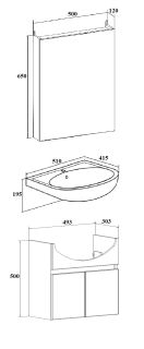 Тумба Runo Лада 50 подвесная белая под умывальник Уют 50 (00-00001366)