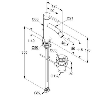 Смеситель для биде Kludi Nova Fonte Pura 202163915 чёрный матовый