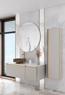 Пенал подвесной Armadi Art Quatro 791-CM-MG 35 см кашемир/золото матовое