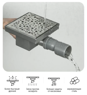 Душевой трап Gappo G81515-2 сатин