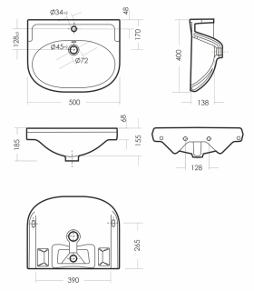 Раковина пьедестальная Sanita Комфорт 50см белый