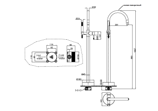 Смеситель напольный Boheme GOLD золото