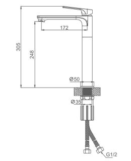Высокий смеситель для раковины Splenka S30.15.06 чёрный