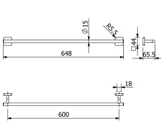 Полотенцедержатель Kludi Vela S 2597905 60 см хром