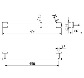Полотенцедержатель Kludi Vela S 2598039 45 см чёрный матовый