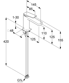 Смеситель для раковины Kludi Decus 54282N275 сталь оружейная брашированная
