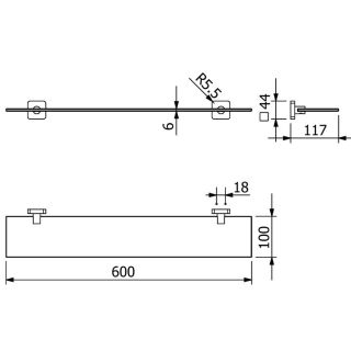 Полка стеклянная Kludi Vela S 2597305 60 см хром