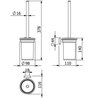 Туалетный ёршик Kludi Vela S 2597439 чёрный матовый