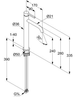 Смеситель для раковины Kludi Nova Fonte Pura 20298N215 сталь оружейная брашированная