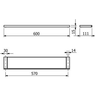 Полка стеклянная Kludi Vela C 3197339 60 см чёрный матовый