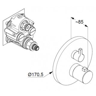 Встраиваемый смеситель для душа Kludi Nova Fonte Puristic с термостатом чёрный матовый 208353915