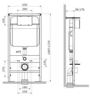 Инсталляция ля унитаза SantiLine SL-01 с кнопкой смыва хром квадрат
