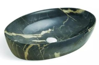 Раковина накладная SantiLine SL-7030 61см чёрный мрамор